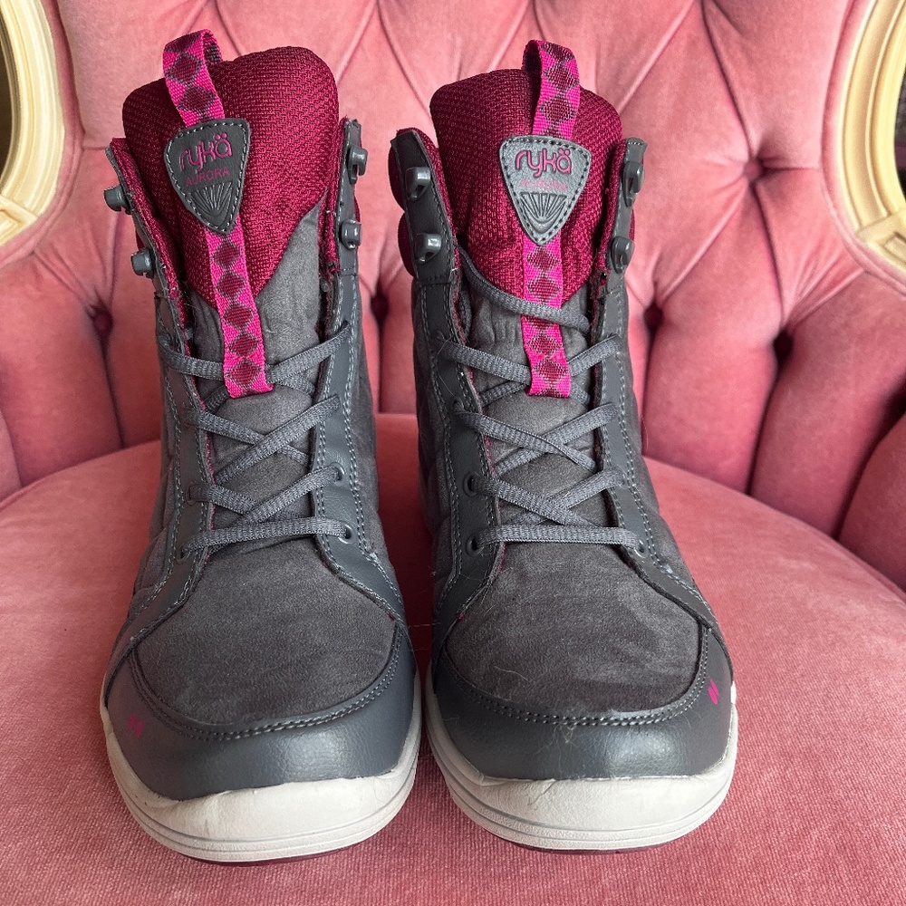 Ryka Gray and Pink Women's Winter Rain Boots